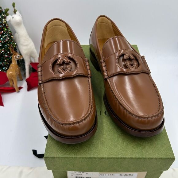 Men’s Gucci interlocking G leather loafers size 12 made in Italy - Picture 1 of 9